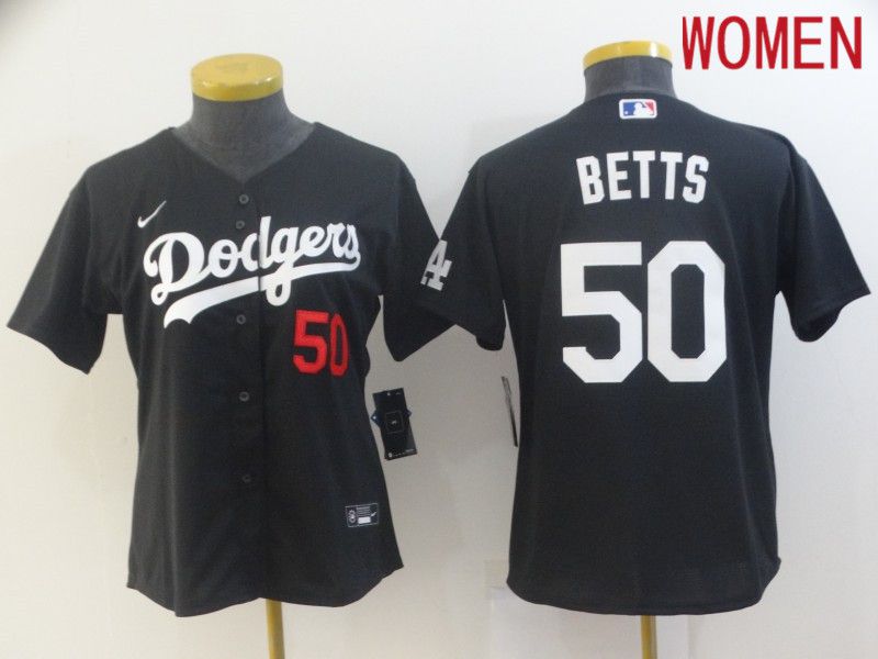 Women Los Angeles Dodgers #50 Betts Black Game 2021 Nike MLB Jersey->chicago white sox->MLB Jersey